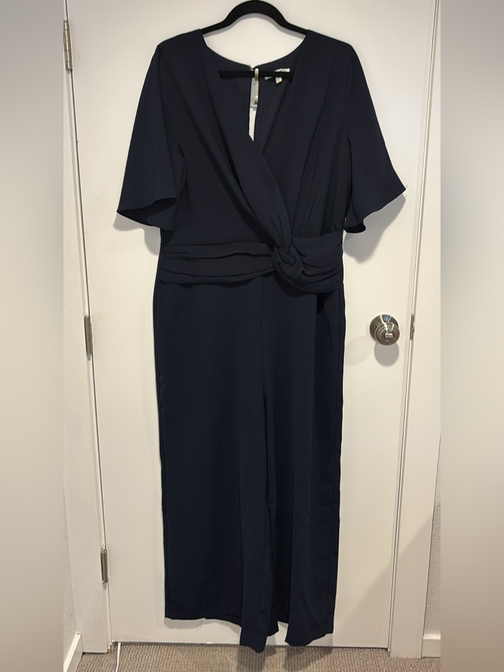 Anthropologie Navy Wide-Leg Jumpsuit